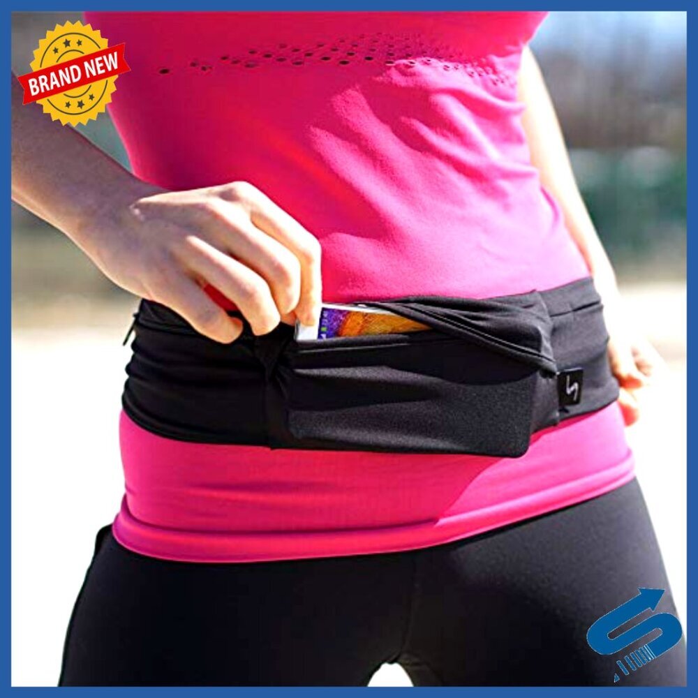 Adjustable Running Belt Waist Pack 3 Pocket Sweat Resistant Phone Holder - Picture 6 of 6